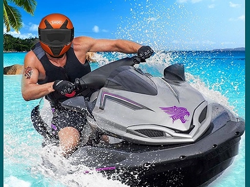 Игра-трюки на водных гонках на катере Jetsky